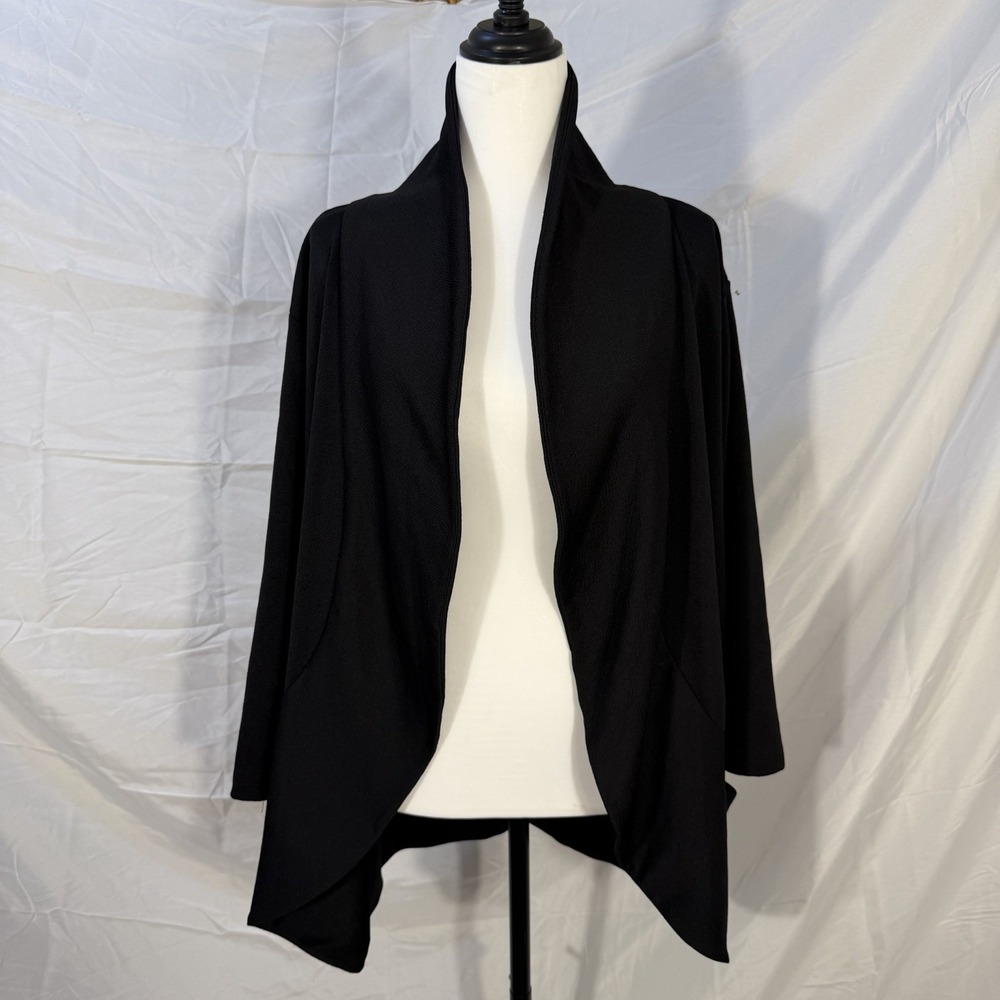 Maurices Open Front Cardigan Plus Size 2X Black Draped Shawl Collar Knit Jacket